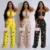 Metal Ring Hollow Two Piece Set – Strapless Lace Up Halter Crop + Wide Leg Pants