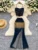 2pcs Ladies Lace Up Ruched Halter + Split Zipper Skirt