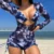 3 Piece – Women’s Printed Tie Dye Bikini w Long Sleeve Mesh